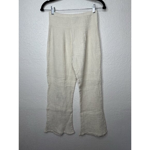 Lotus & Luna Wide Leg Gauze Pull On Pants in Beige 100% Cotton Size S/M Boho 1C - Picture 4 of 8
